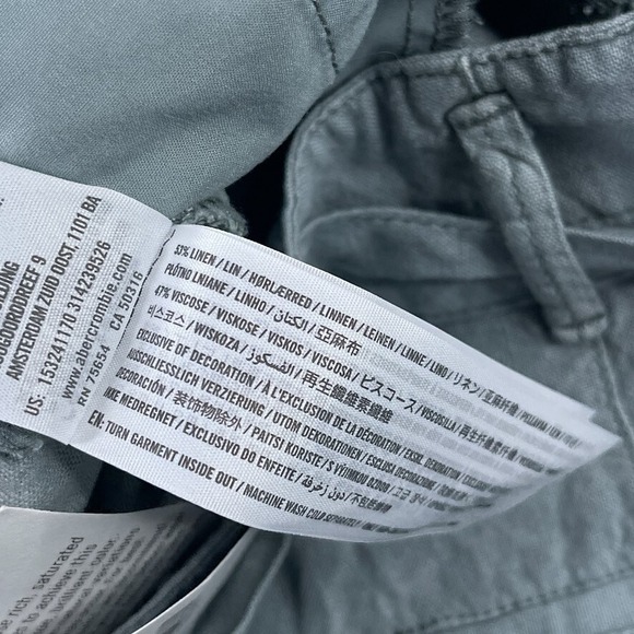 Abercrombie and Fitch Shorts Womens Medium Green Linen Blend Waist Tie NEW NWT - Picture 14 of 15